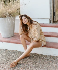 Jenni Kayne Leather Dune Sandal Camel New