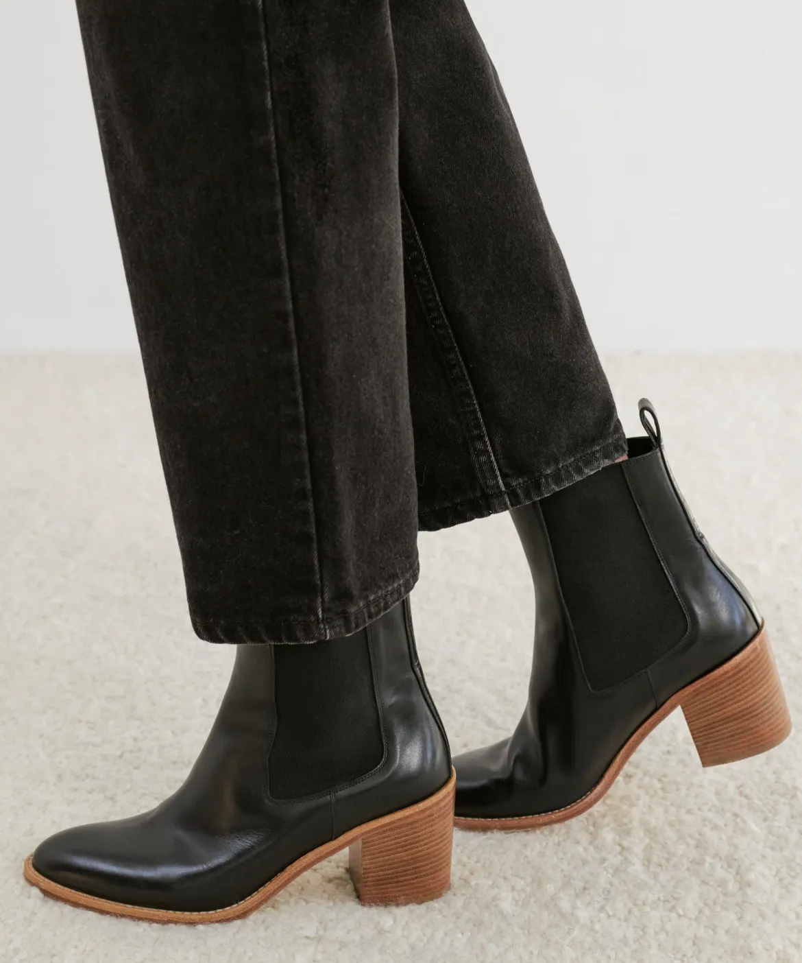 Jenni Kayne Leather Frankie Chelsea Boot Black Discount