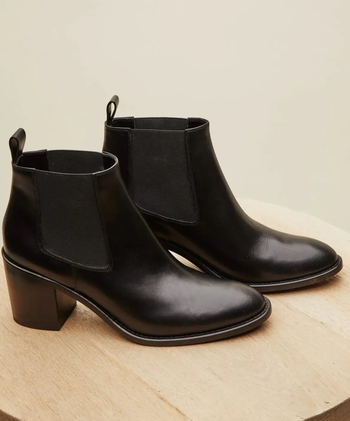 Jenni Kayne Leather Heeled Chelsea Boot Black Sale