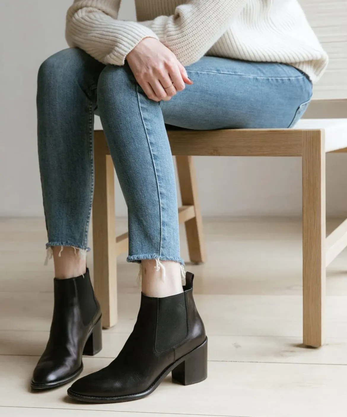 Jenni Kayne Leather Heeled Chelsea Boot Black Sale