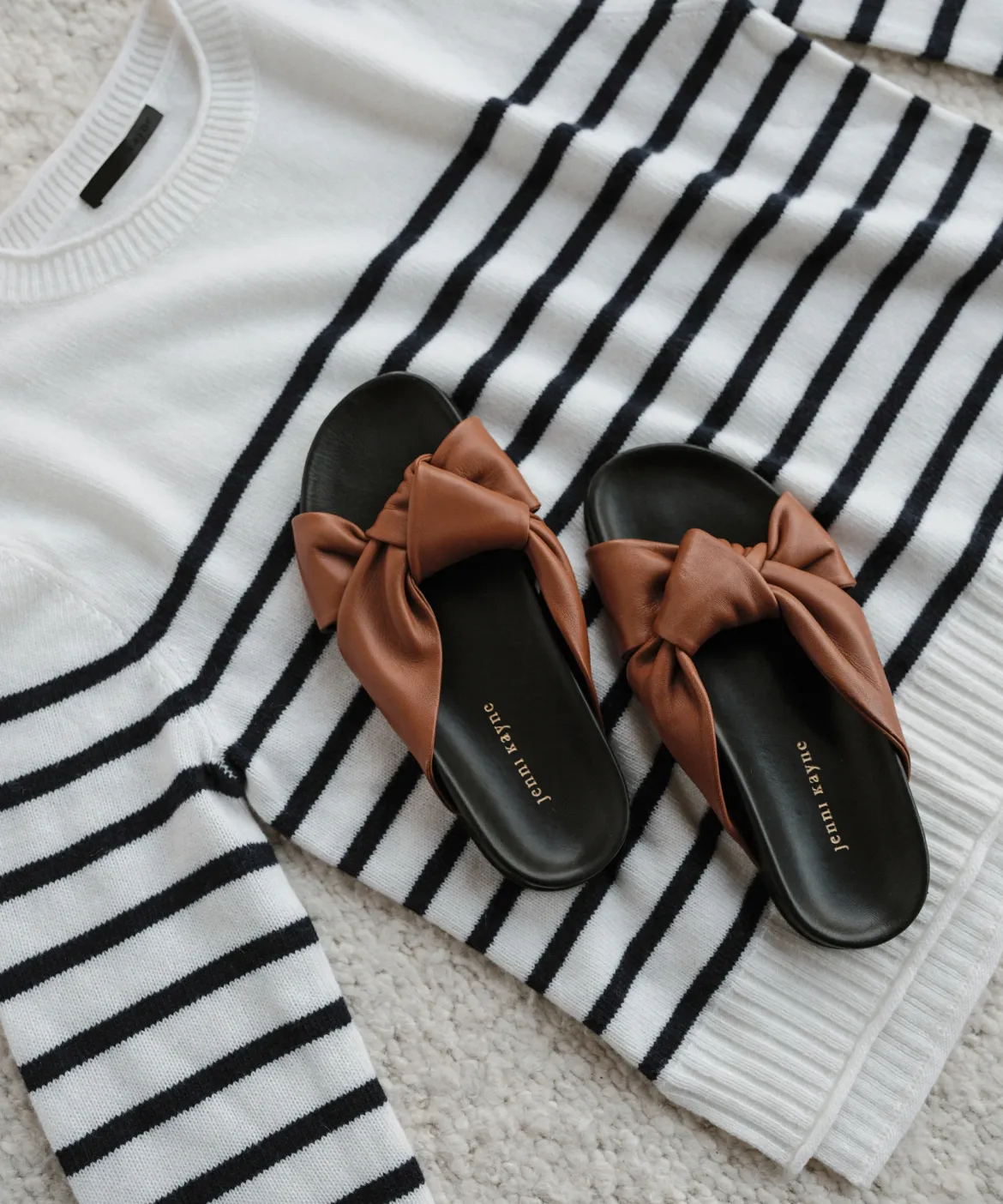 Jenni Kayne Leather Knot Sandal Saddle Hot