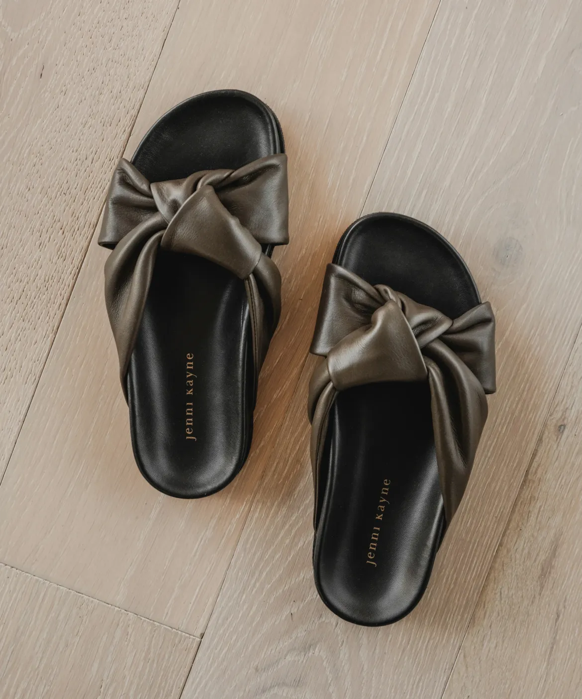 Jenni Kayne Leather Knot Sandal Olive Best