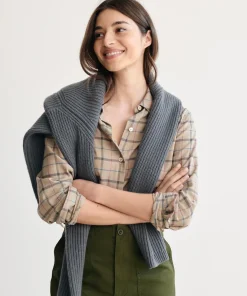 Jenni Kayne Lightweight Flannel Taupe Plaid Clearance