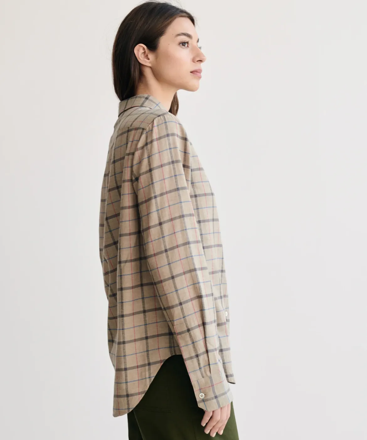 Jenni Kayne Lightweight Flannel Taupe Plaid Clearance