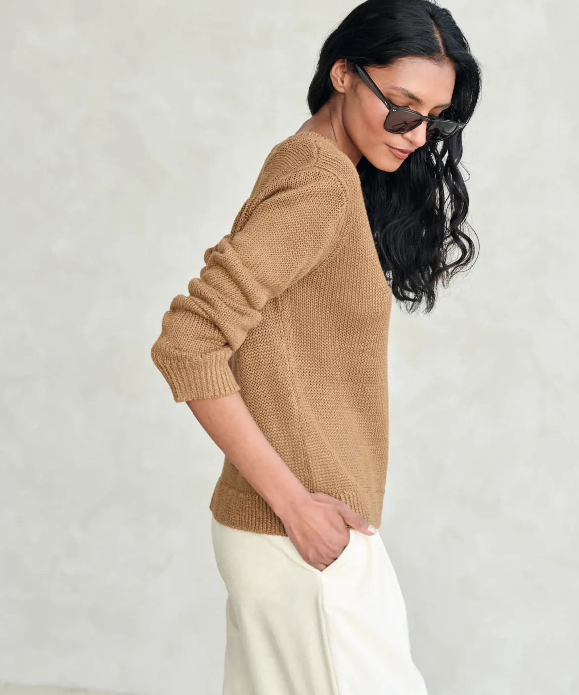 Jenni Kayne Linen Crewneck Toast Clearance