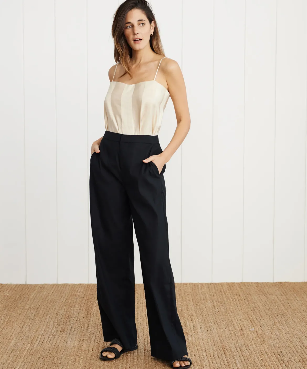 Jenni Kayne Linen Keaton Pant Black Clearance