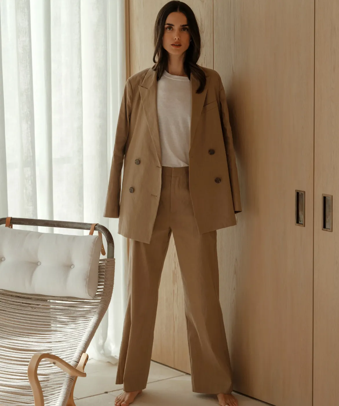 Jenni Kayne Linen Keaton Pant Khaki Outlet