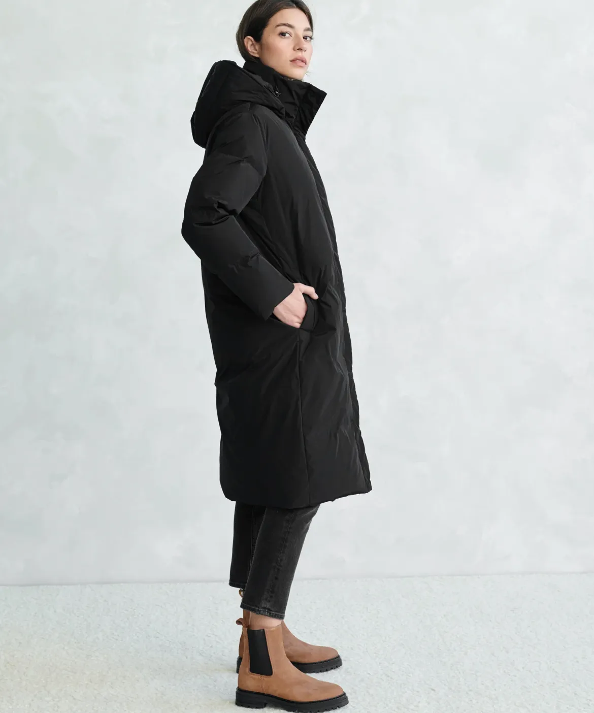 Jenni Kayne Long Puffer Jacket Black Clearance