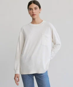 Jenni Kayne Long-Sleeve Vintage Pocket Tee Ivory Clearance