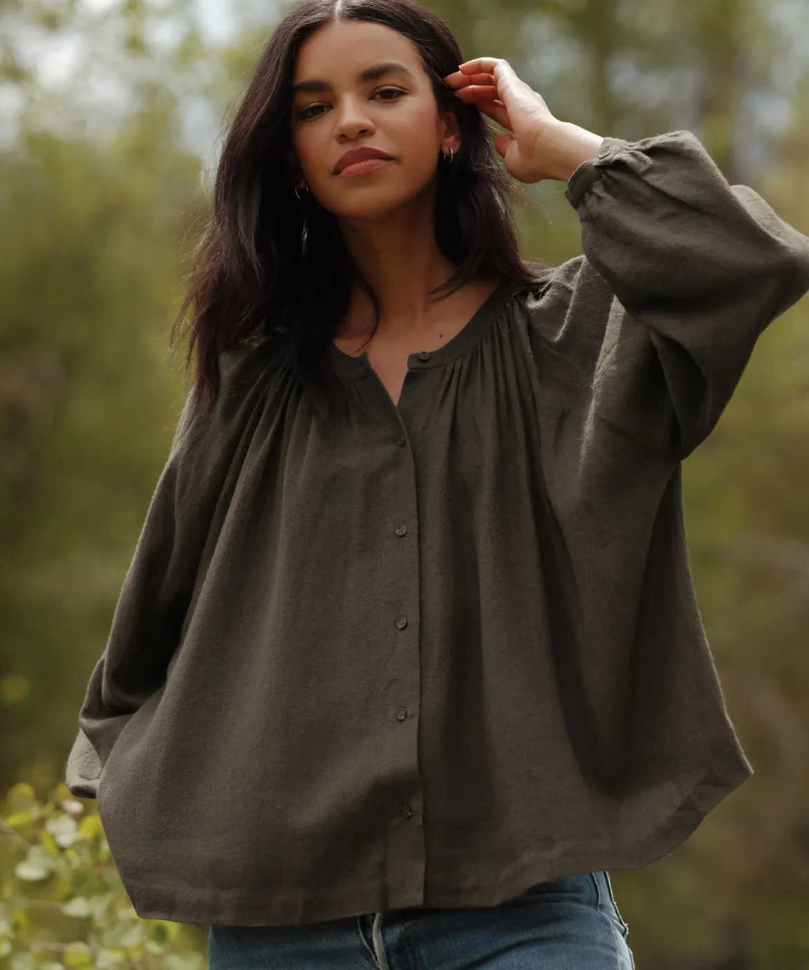 Jenni Kayne Long-Sleeve Willow Blouse Valley Hot