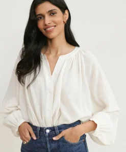 Jenni Kayne Long-Sleeve Willow Blouse Ivory Discount