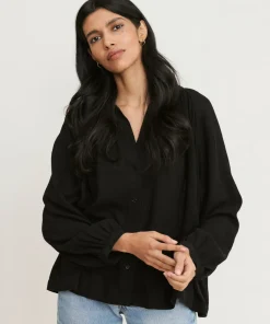 Jenni Kayne Long-Sleeve Willow Blouse Black Discount