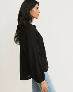 Jenni Kayne Long-Sleeve Willow Blouse Black Discount