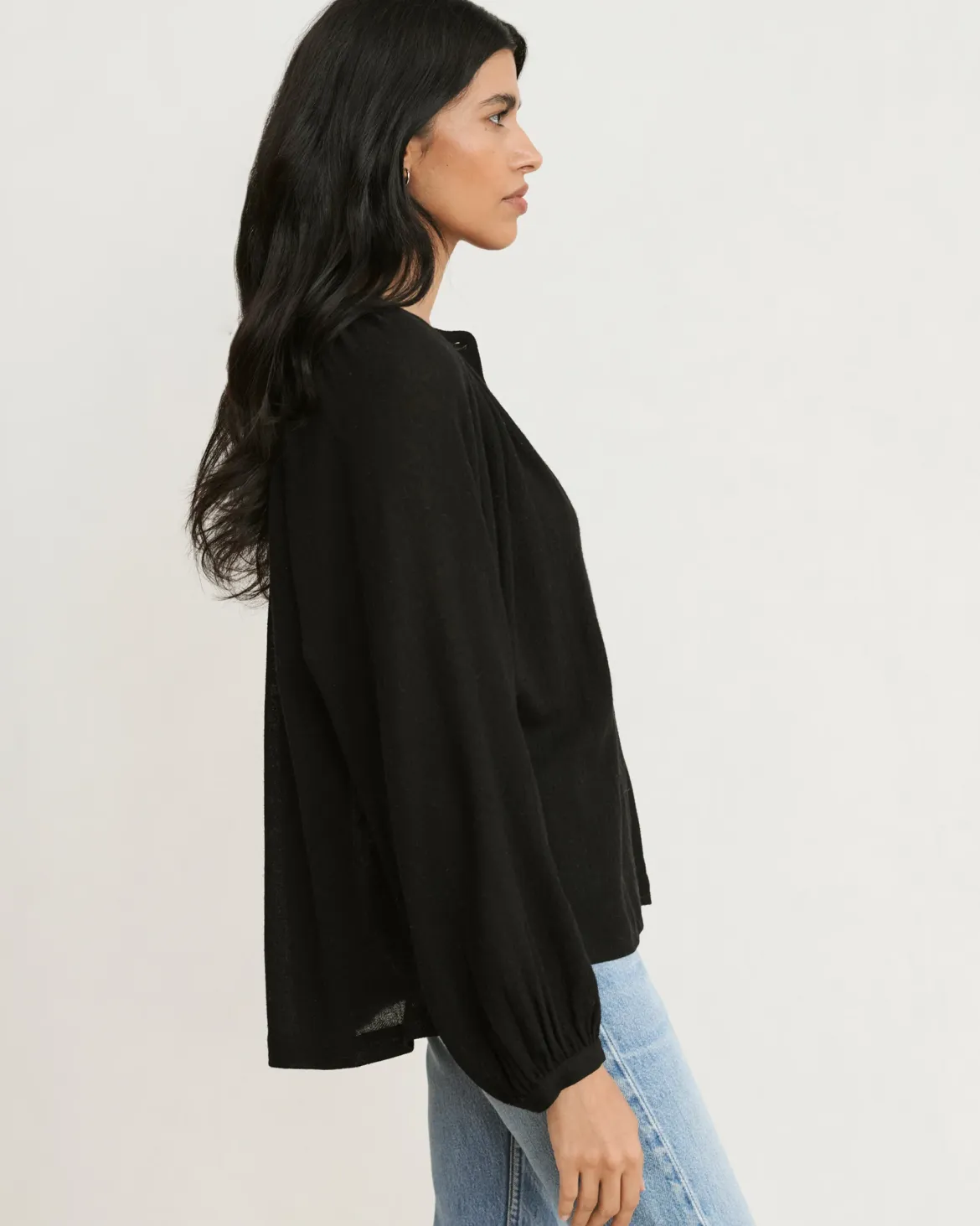 Jenni Kayne Long-Sleeve Willow Blouse Black Discount