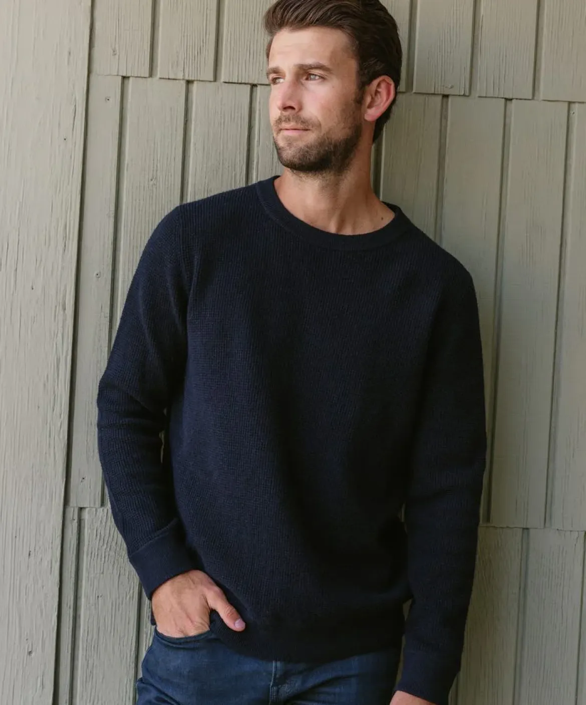 Jenni Kayne Men'S Thermal Crewneck Navy Best