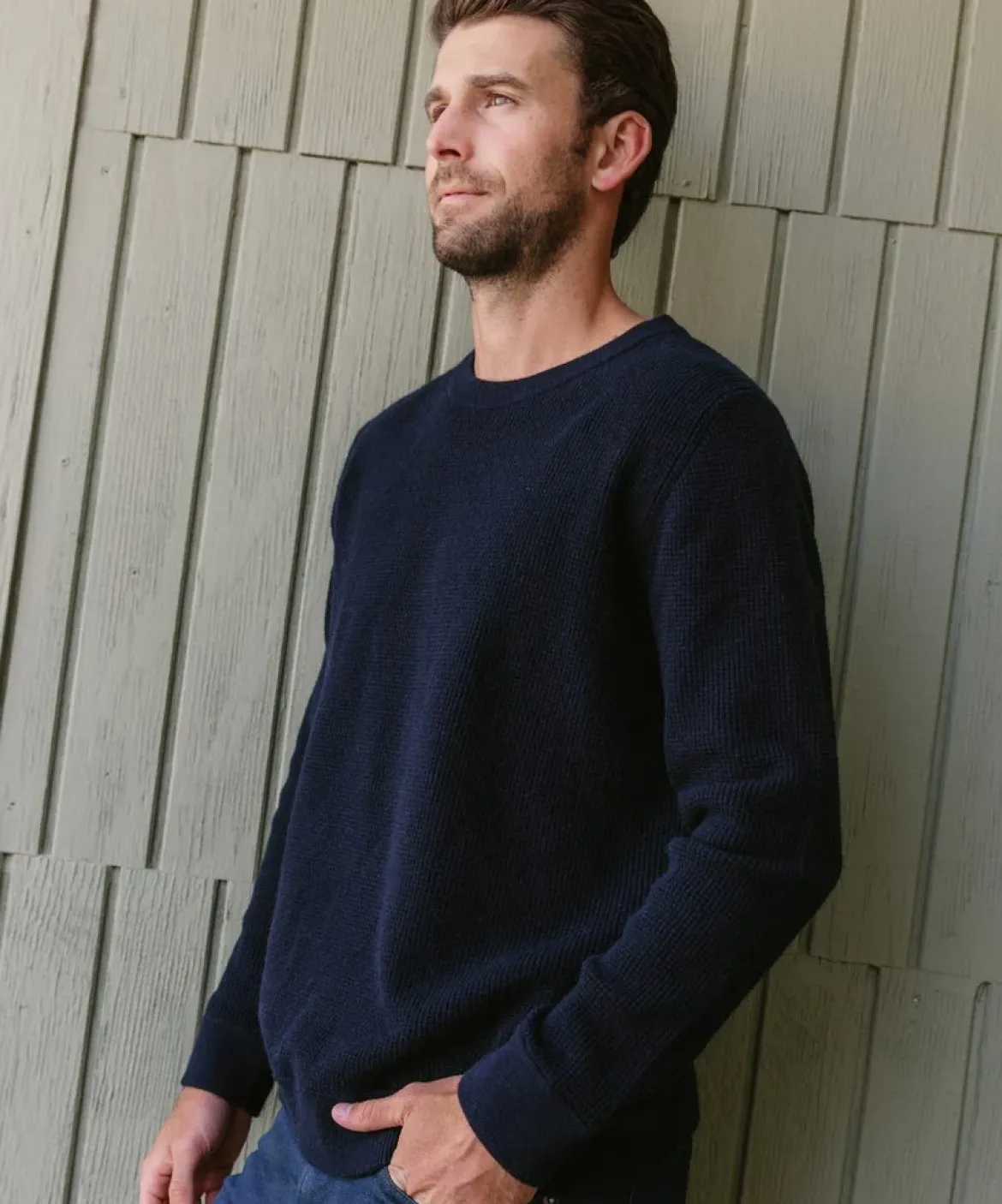 Jenni Kayne Men'S Thermal Crewneck Navy Best