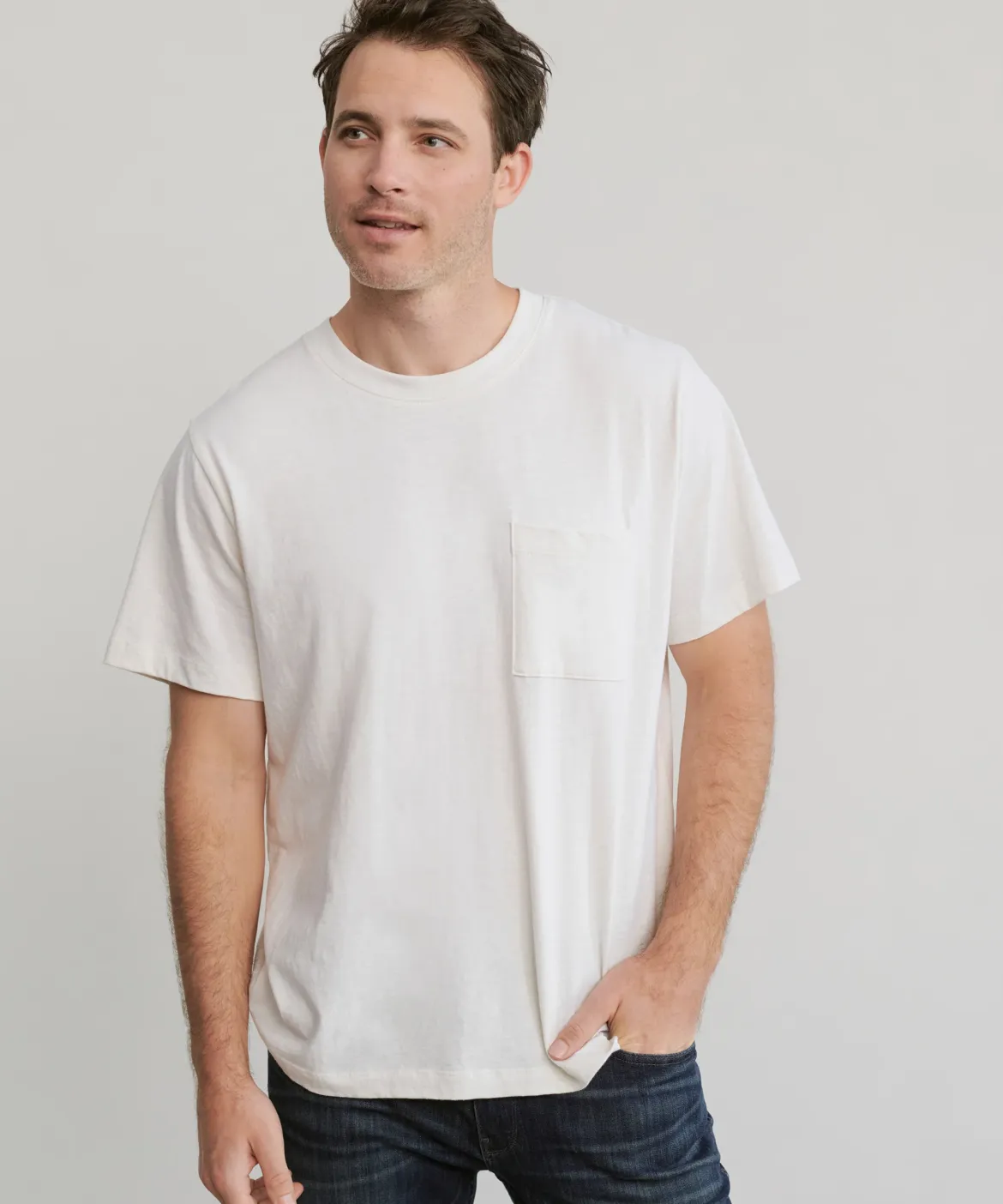 Jenni Kayne Men'S Vintage Pocket Tee Ivory New