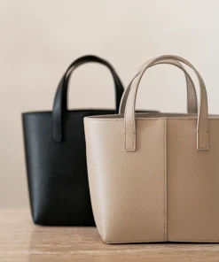 Jenni Kayne Mini Leather Tote Taupe New