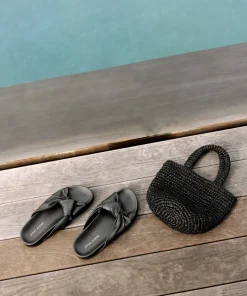 Jenni Kayne Mini Raffia Tote Black Outlet