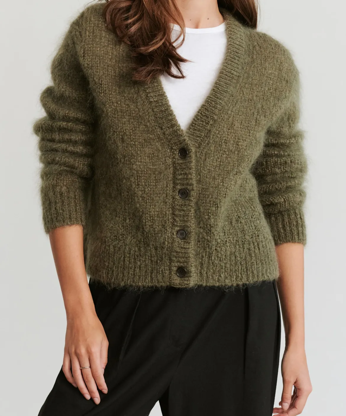 Jenni Kayne Mohair Boyfriend Cardigan Olive Discount