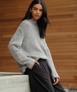Jenni Kayne Moritz Mockneck Pullover Grey Marl Clearance