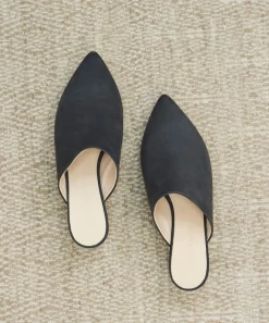 Jenni Kayne Oiled Leather Kitten Heel Mule Black Clearance