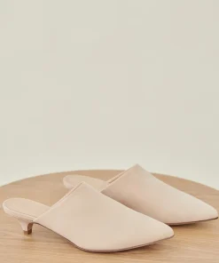 Jenni Kayne Oiled Leather Kitten Heel Mule Natural Discount