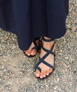 Jenni Kayne Oiled Leather Strappy Sandal Navy Outlet