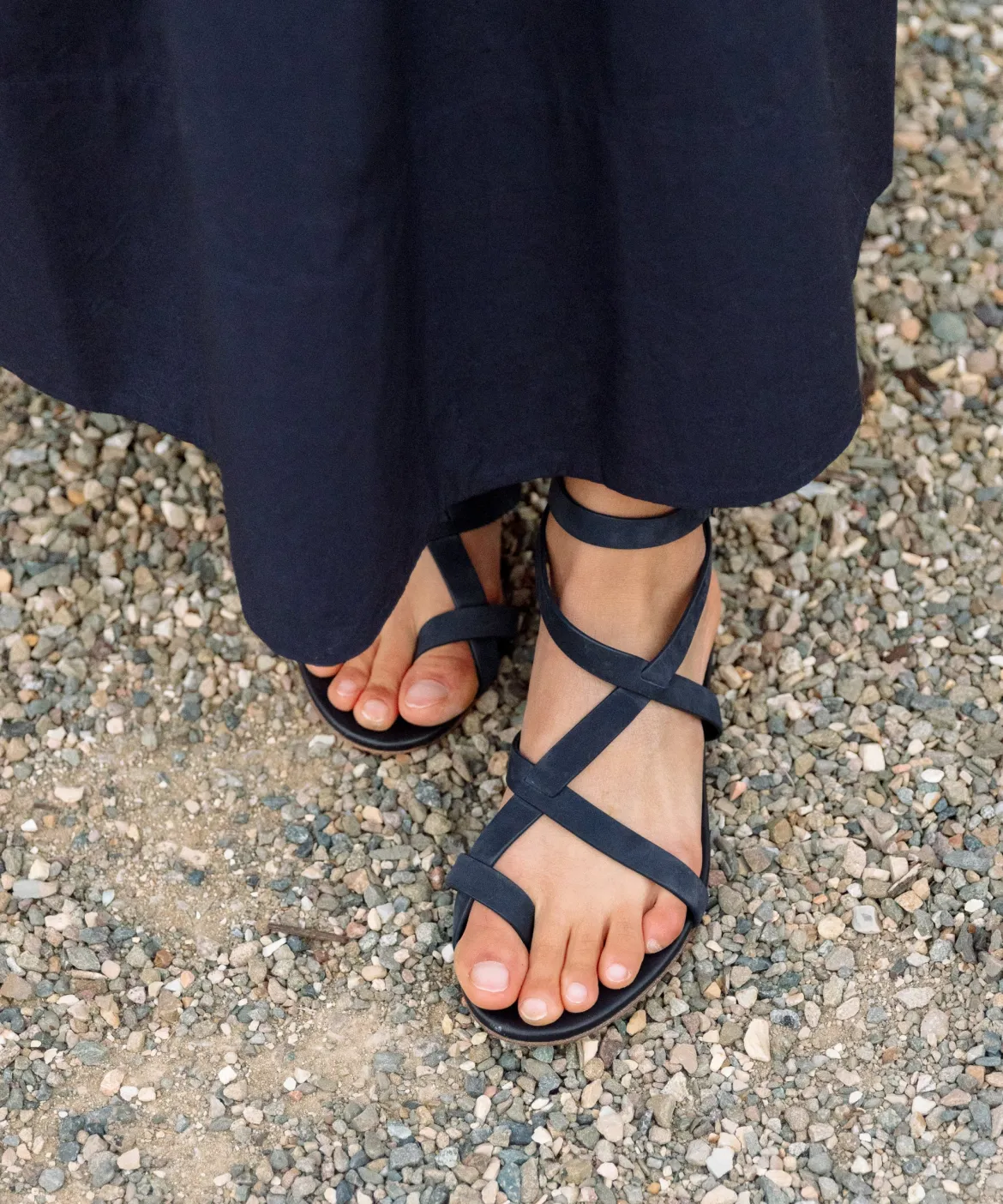 Jenni Kayne Oiled Leather Strappy Sandal Navy Outlet