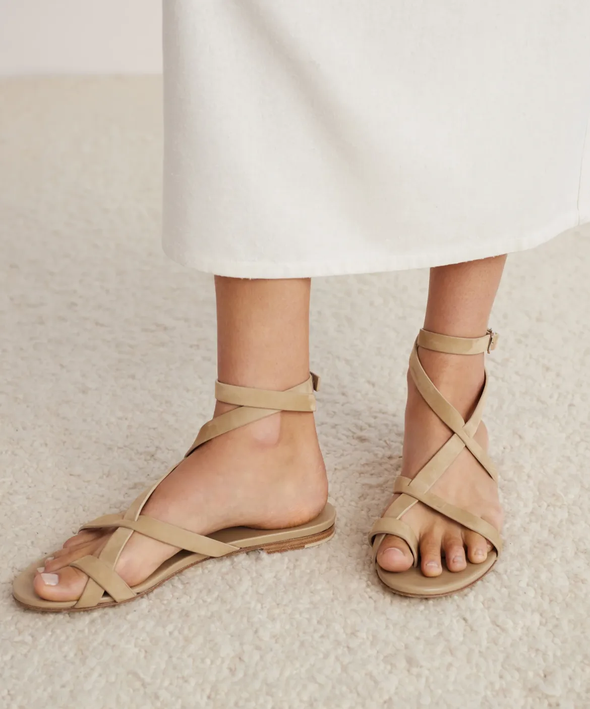 Jenni Kayne Oiled Leather Strappy Sandal Dark Sand New