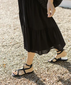 Jenni Kayne Oiled Leather Strappy Sandal Black Fashion