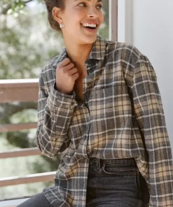 Jenni Kayne O'Keeffe Overshirt Charcoal Plaid Sale
