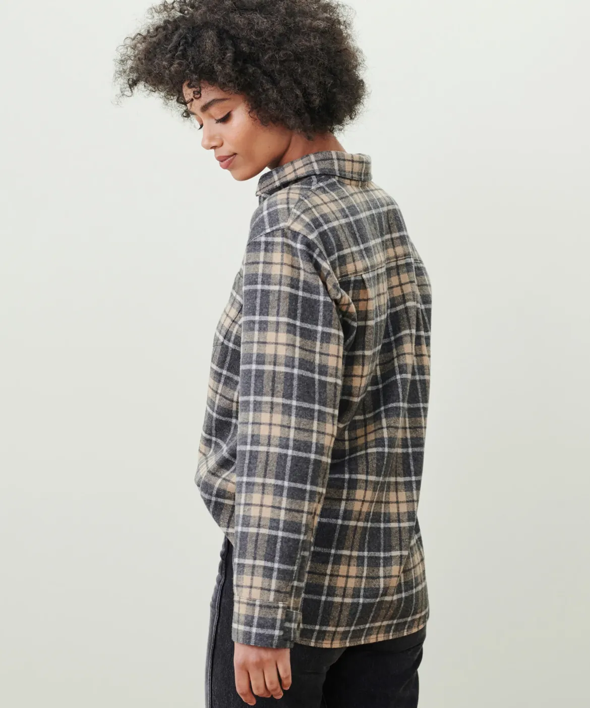 Jenni Kayne O'Keeffe Overshirt Charcoal Plaid Sale