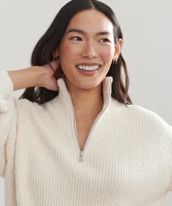 Jenni Kayne Oversized Half Zip Ivory Discount