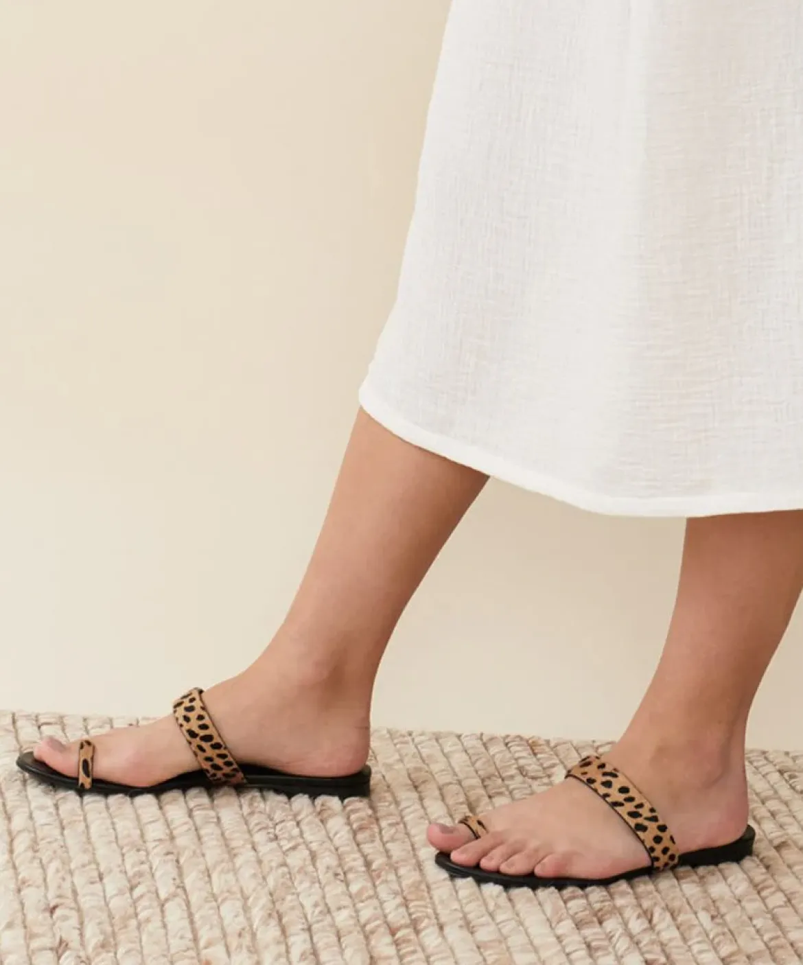 Jenni Kayne Pony Hair Strap Sandal Cheetah New