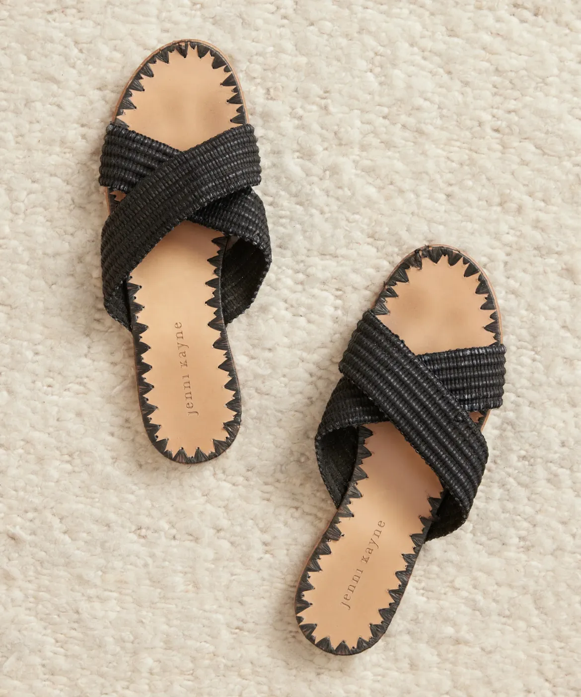 Jenni Kayne Raffia Crossover Sandal Black Online