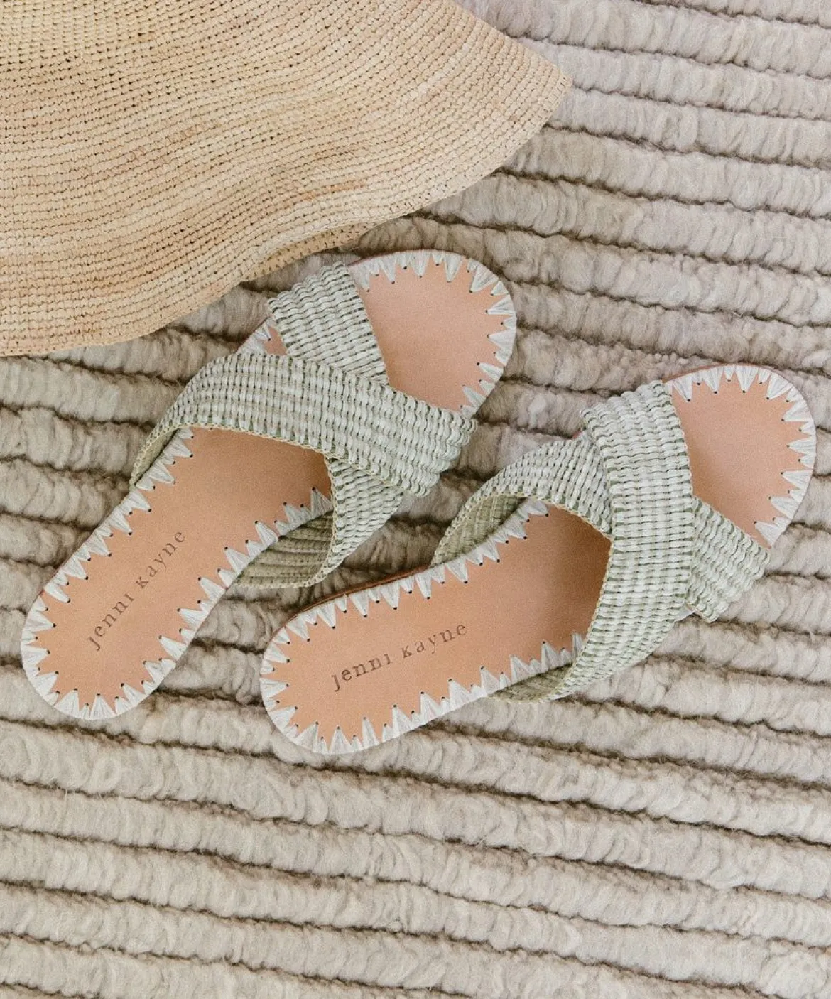 Jenni Kayne Raffia Crossover Sandal Willow Hot