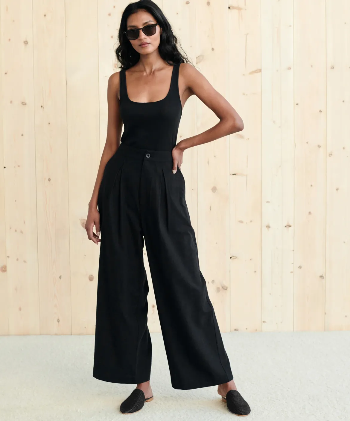 Jenni Kayne Raffia Mule Black Outlet