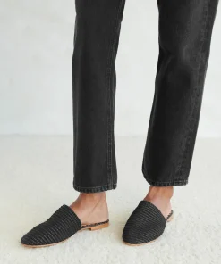 Jenni Kayne Raffia Mule Black Outlet