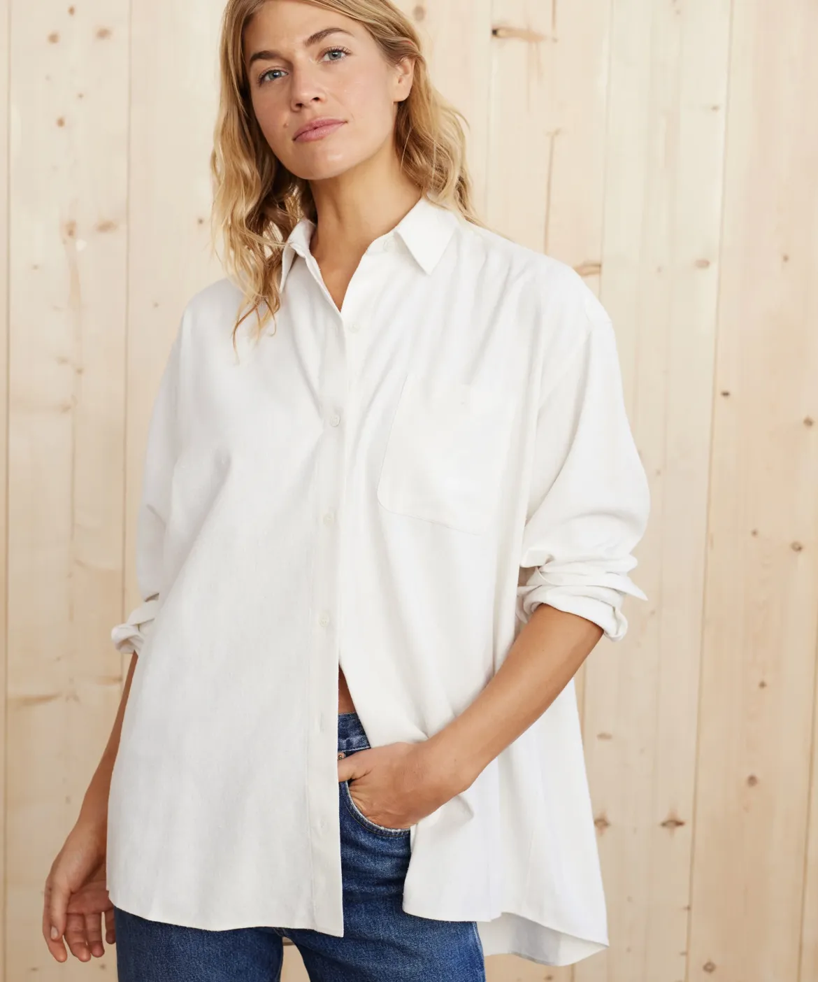 Jenni Kayne Relaxed Oversized Shirt Ivory Clearance