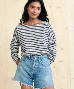 Jenni Kayne Rue Drop Shoulder Tee Navy Stripe Outlet