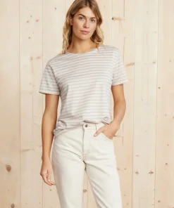 Jenni Kayne Rue Striped Tee Oatmeal Stripe New