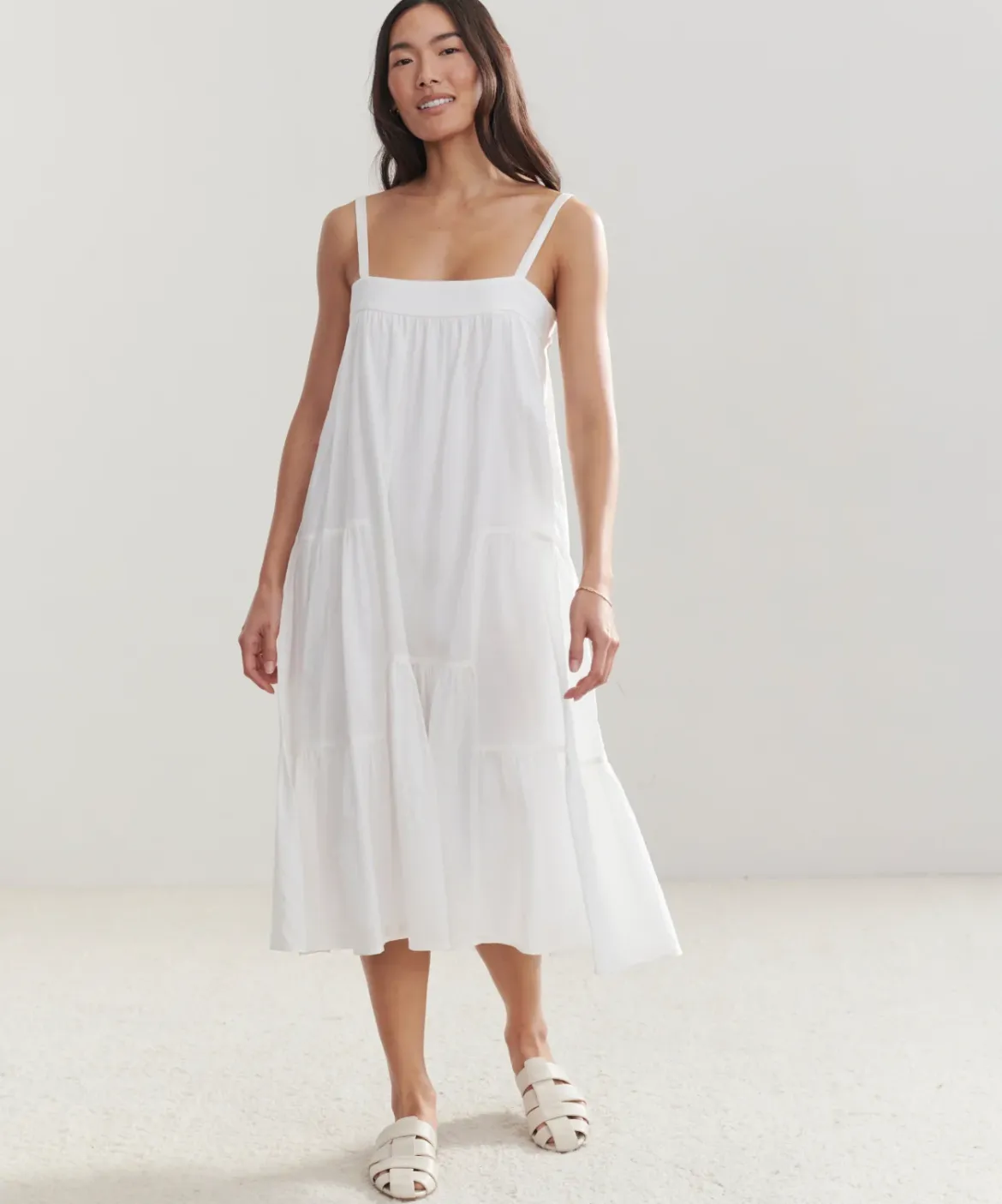 Jenni Kayne Seersucker Summer Dress Ivory Clearance