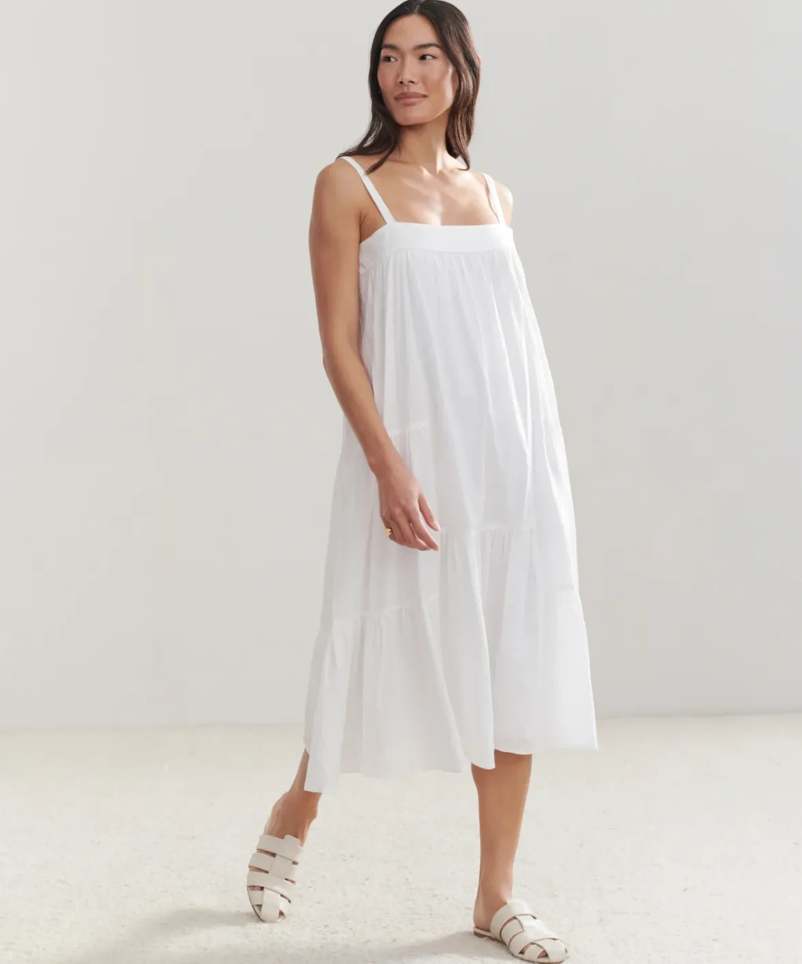 Jenni Kayne Seersucker Summer Dress Ivory Clearance