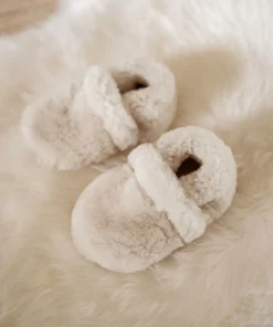 Jenni Kayne Shearling Baby Booties Ivory Clearance