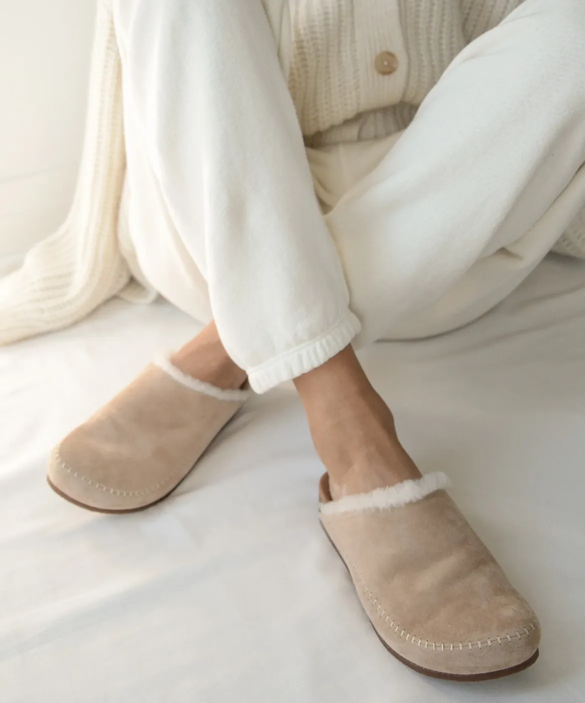 Jenni Kayne Shearling-Lined Moc Clog Natural New