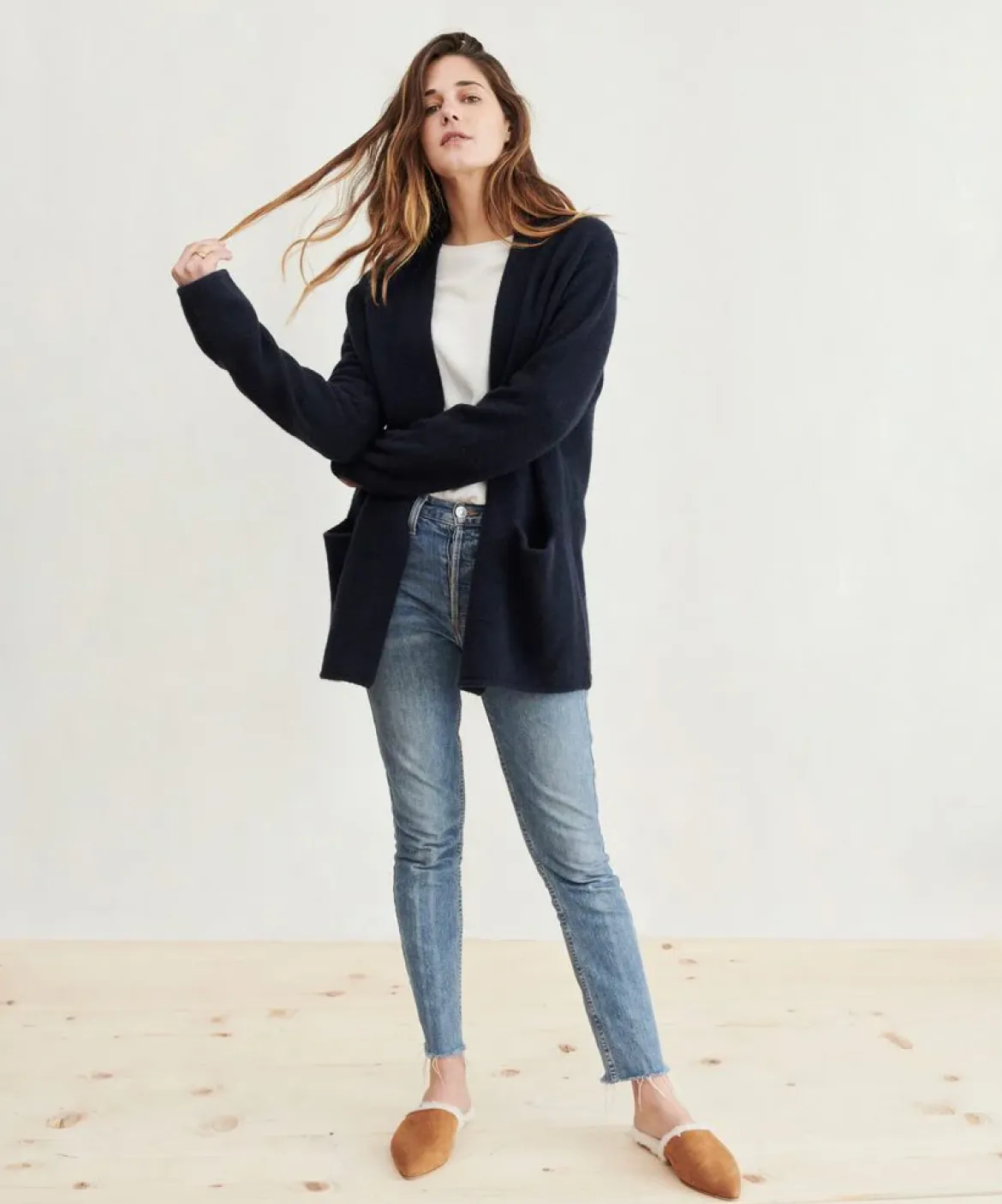 Jenni Kayne Short Sweater Coat Navy Best