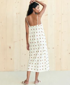 Jenni Kayne Slip Dress Caramel Dot Fashion