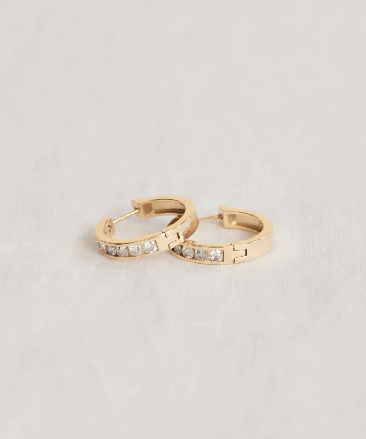 Jenni Kayne Stevie Grey Diamond Hoops Gold Hot