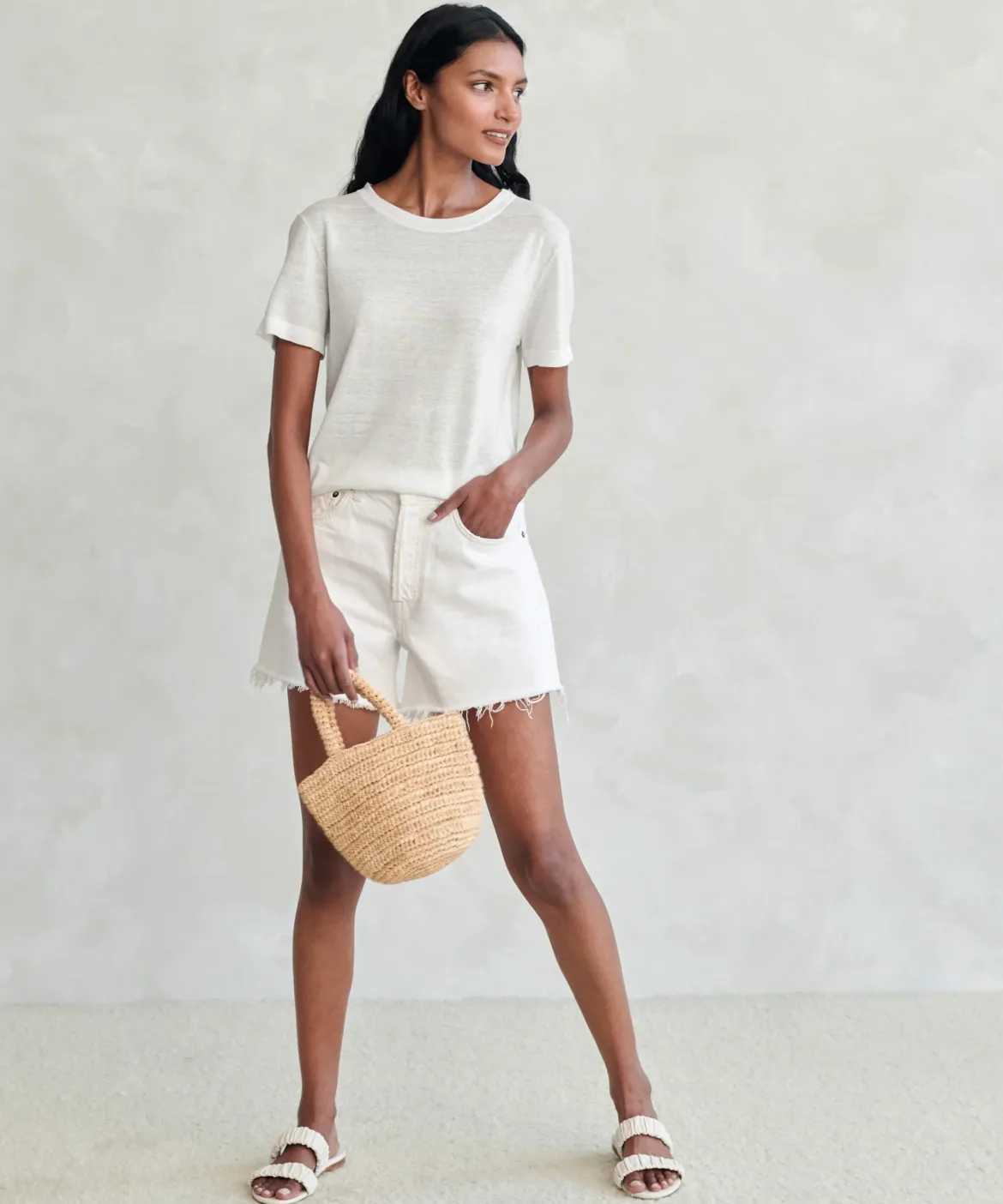 Jenni Kayne Summer Basic Tee Ivory Online